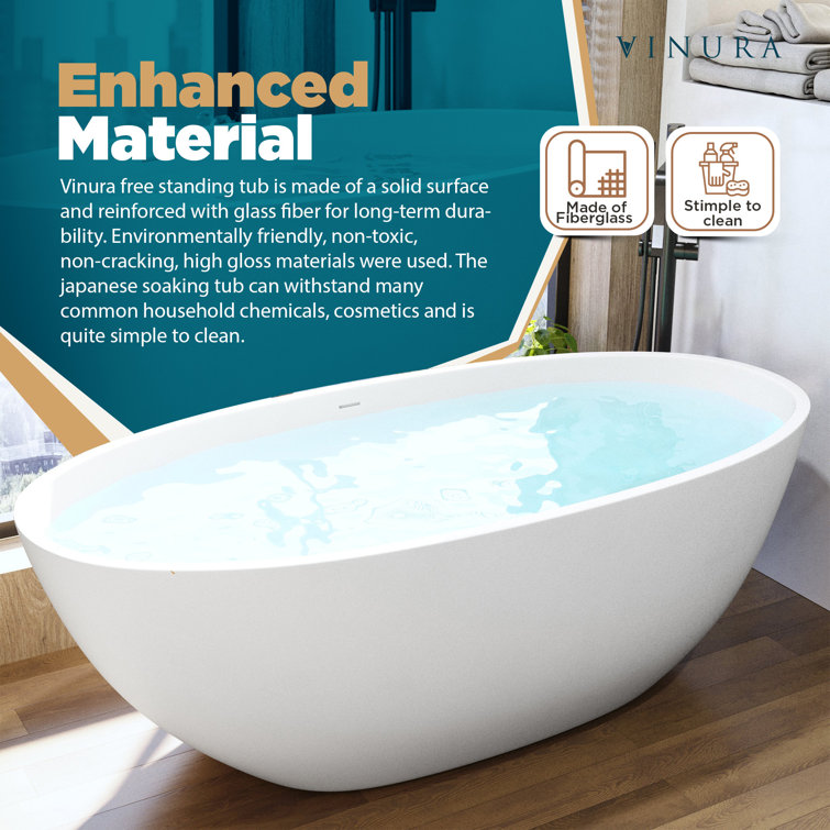 Vinura 29.5'' x 63'' Freestanding Solid Surface Bathtub | Wayfair